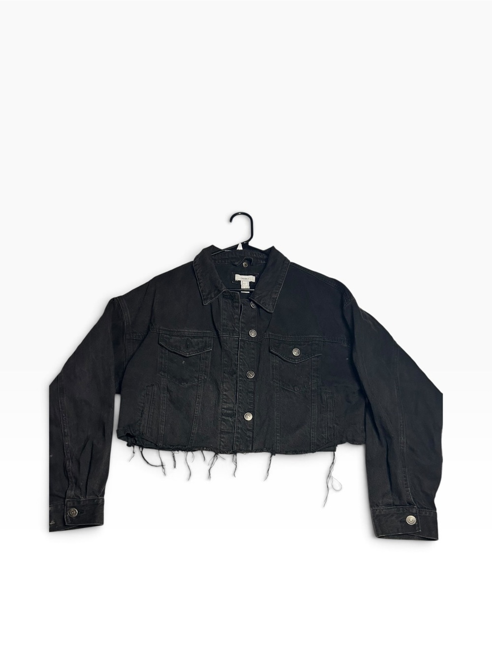 Forever 21 Y2K Cropped Black Denim Jacket - Women